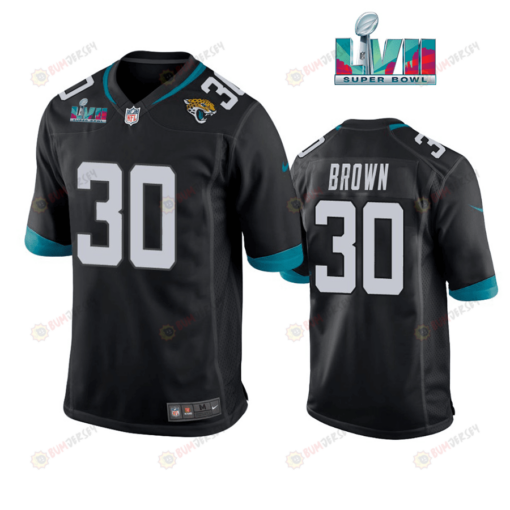 Montaric Brown 30 Jacksonville Jaguars Super Bowl LVII Super Bowl LVII Men's Jersey- Black