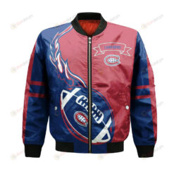 Montreal Canadiens Bomber Jacket 3D Printed Flame Ball Pattern