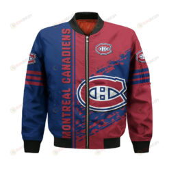 Montreal Canadiens Bomber Jacket 3D Printed Logo Pattern In Team Colours