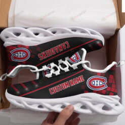 Montreal Canadiens Logo Custom Name Pattern 3D Max Soul Sneaker Shoes In Black