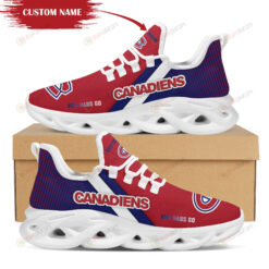 Montreal Canadiens Logo Custom Name Pattern 3D Max Soul Sneaker Shoes In Red And Blue