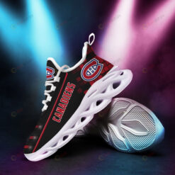 Montreal Canadiens Logo Pattern Custom Name 3D Max Soul Sneaker Shoes In Black Red