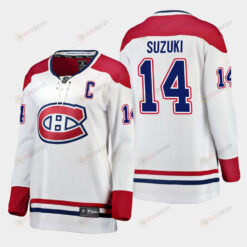 Montreal Canadiens Nick Suzuki 14 White 2023 Captain Patch Away Jersey Women