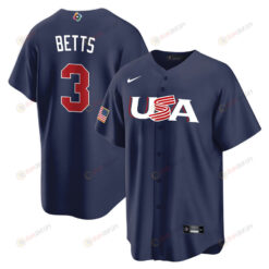 Mookie Betts 3 USA Baseball 2023 World Baseball Classic Jersey - Navy