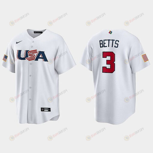 Mookie Betts 3 USA Baseball 2023 World Baseball Classic Jersey - White