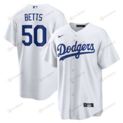 Mookie Betts 50 Los Angeles Dodgers Home Player Name Men Jersey - White Jersey