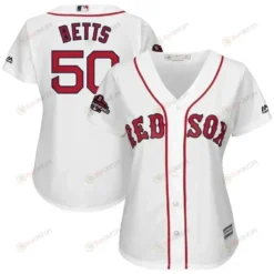 Mookie Betts Boston Red Sox Women's 2018 World Series Champions Team Logo Player Jersey - White
