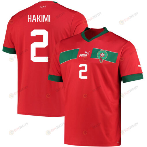 Morocco National Team 2022-23 Achraf Hakimi 2 Qatar World Cup - Red Home Men Jersey