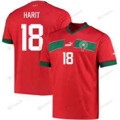 Morocco National Team 2022-23 Amine Harit 18 Home Men Jersey - Red