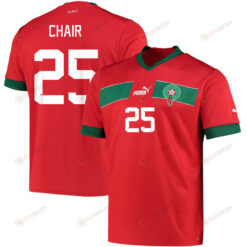 Morocco National Team 2022-23 Ilias Chair 25 Home Men Jersey - Red