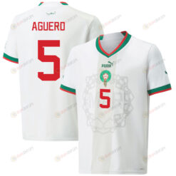 Morocco National Team 2022-23 Nayef Aguerd 5 Away Men Jersey - White