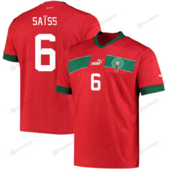 Morocco National Team 2022-23 Romain Sa?ss 6 Home Men Jersey - Red