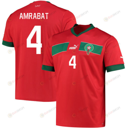 Morocco National Team 2022-23 Sofyan Amrabat 4 Home Men Jersey - Red