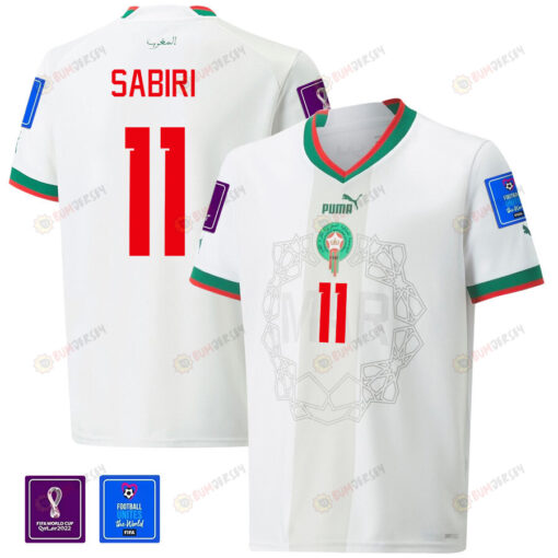 Morocco National Team FIFA World Cup Qatar 2022 Patch Abdelhamid Sabiri 11 Away Men Jersey