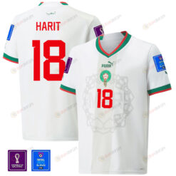 Morocco National Team FIFA World Cup Qatar 2022 Patch Amine Harit 18 Away Men Jersey