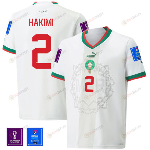 Morocco National Team FIFA World Cup Qatar 2022 Patch Away Men Jersey - Achraf Hakimi 2