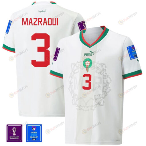 Morocco National Team FIFA World Cup Qatar 2022 Patch Away Men Jersey - Noussair Mazraoui 3