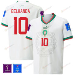 Morocco National Team FIFA World Cup Qatar 2022 Patch Away Men Jersey - Youn?s Belhanda 10