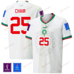 Morocco National Team FIFA World Cup Qatar 2022 Patch Ilias Chair 25 Away Men Jersey