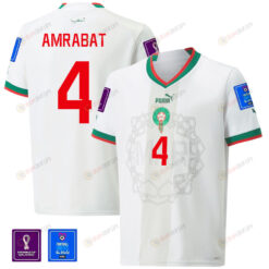 Morocco National Team FIFA World Cup Qatar 2022 Patch Sofyan Amrabat 4 Away Men Jersey