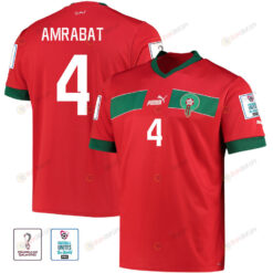 Morocco National Team FIFA World Cup Qatar 2022 Patch Sofyan Amrabat 4 Home Men Jersey