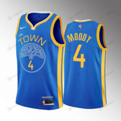 Moses Moody 4 2022-23 Golden State Warriors Blue Earned Edition Jersey OAK Town