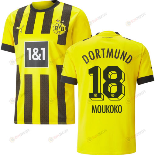 Moukoko 18 Borussia Dortmund Men 2022/23 Home Player Jersey - Yellow