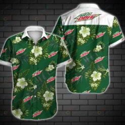 Mtn Dew Curved Hawaiian Shirt In Green Pattern