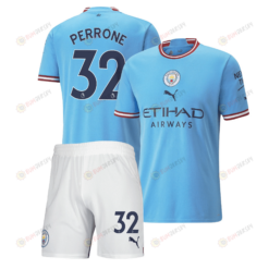 M?ximo Perrone 32 Manchester City Home Kit 2022-23 Men Jersey - Sky Blue