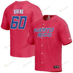 Mychal Givens 60 Puerto Rico Baseball 2023 World Baseball Classic Jersey - Red