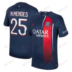 N.Mendes 25 Paris Saint-Germain 2023/24 Home Men Jersey - Navy