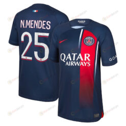 N.Mendes 25 Paris Saint-Germain Youth 2023/24 Home Jersey - Navy