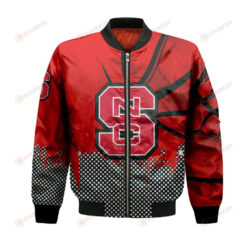 NC State Wolfpack Bomber Jacket 3D Printed Basketball Net Grunge Pattern