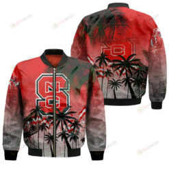 NC State Wolfpack Bomber Jacket 3D Printed Coconut Tree Tropical Grunge