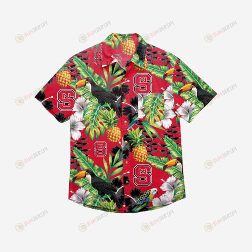 NC State Wolfpack Floral Button Up Hawaiian Shirt