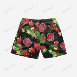 NC State Wolfpack Floral Hawaiian Men Shorts Swim Trunks - Print Shorts