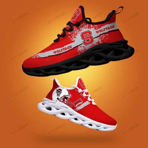 NC State Wolfpack Logo Helmet And Splatter Pattern 3D Max Soul Sneaker Shoes