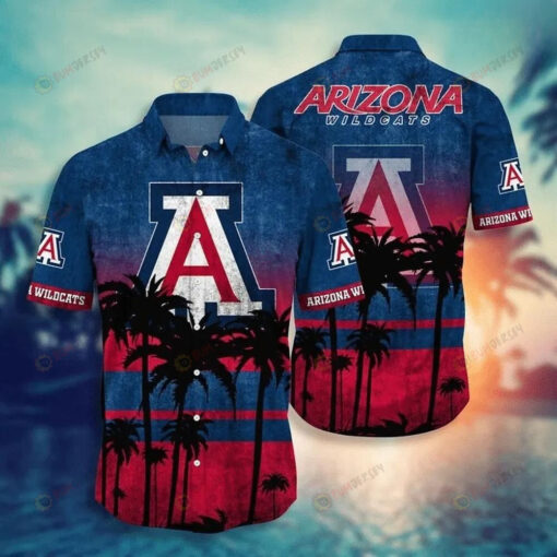 NCAA Arizona Wildcats Logo Vintage Tree Sunset Hawaiian Shirt SH1