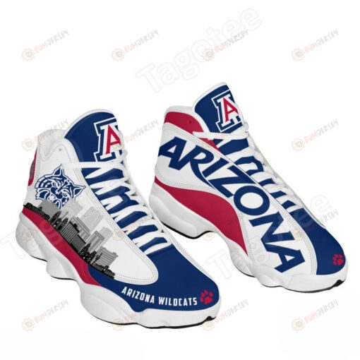 NCAA Arizona Wildcats Logo White Navy Air Jordan 13 Shoes Printing Sneakers