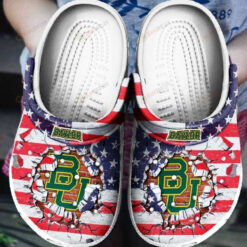 NCAA Baylor Bears Broken American Flag Wall Crocband Clog Comfortable Water Shoes - AOP Clog