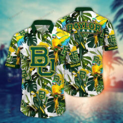 NCAA Baylor Bears Logo Colorful Palm Parot Pattern Hawaiian Shirt SH1