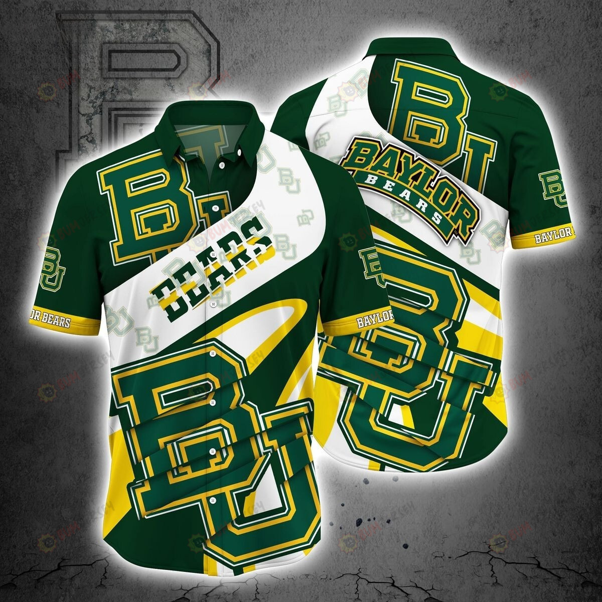 NCAA Baylor Bears Logo Layer Pattern 3D Hawaiian Shirt SH1