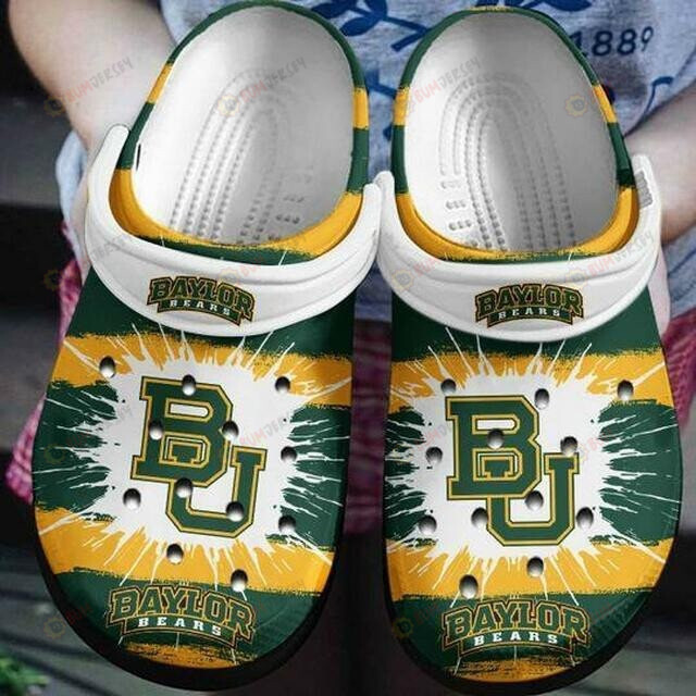 NCAA Baylor Bears Logo Paint Splash Crocband Clog Comfortable Water Shoes - AOP Clog