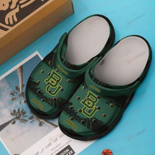 NCAA Baylor Bears Logo Paint Splash Green Black Crocband Clog Comfortable Water Shoes - AOP Clog