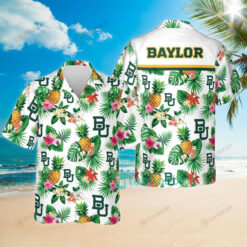 NCAA Baylor Bears Logo Pineapple Tropical Flower Pattern Hawaiian Shirt SH1