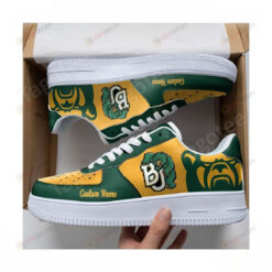 NCAA Baylor Bears Mascot Logo Pattern Custom Name Air Force 1 Printed In Green Yellow