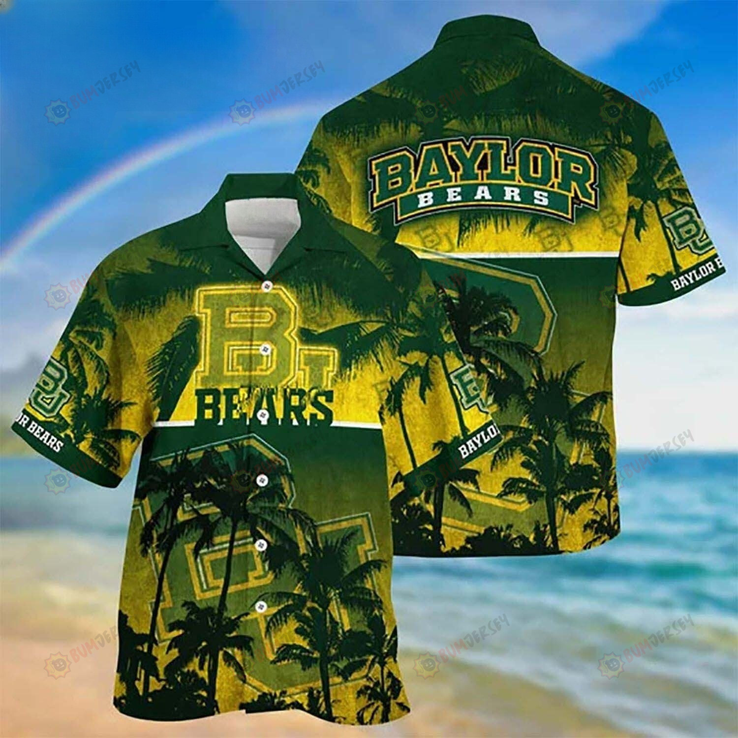 NCAA Baylor Bears Tropical Tree Summer Holiday Pattern Hawaiian Shirt SH1