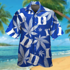 NCAA Duke Blue Devils Logo Tropical Leaf Pattern Blue Hawaiian Shirt SH1
