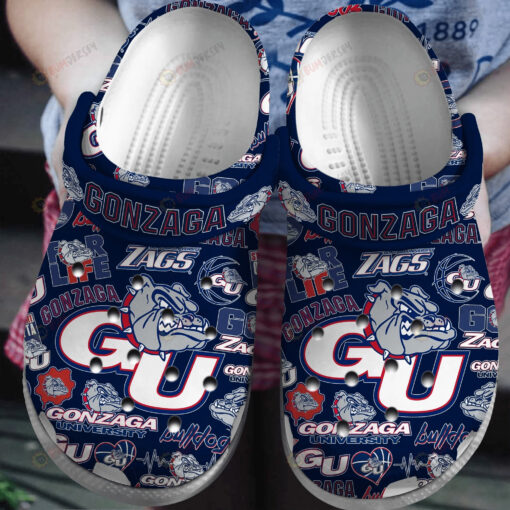 NCAA Gonzaga Bulldogs University Mascot Logo Navy Crocband Clog Comfortable Water Shoes - AOP Clog