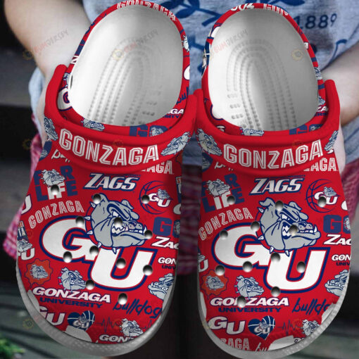 NCAA Gonzaga Bulldogs University Mascot Logo Red Crocband Clog Comfortable Water Shoes - AOP Clog